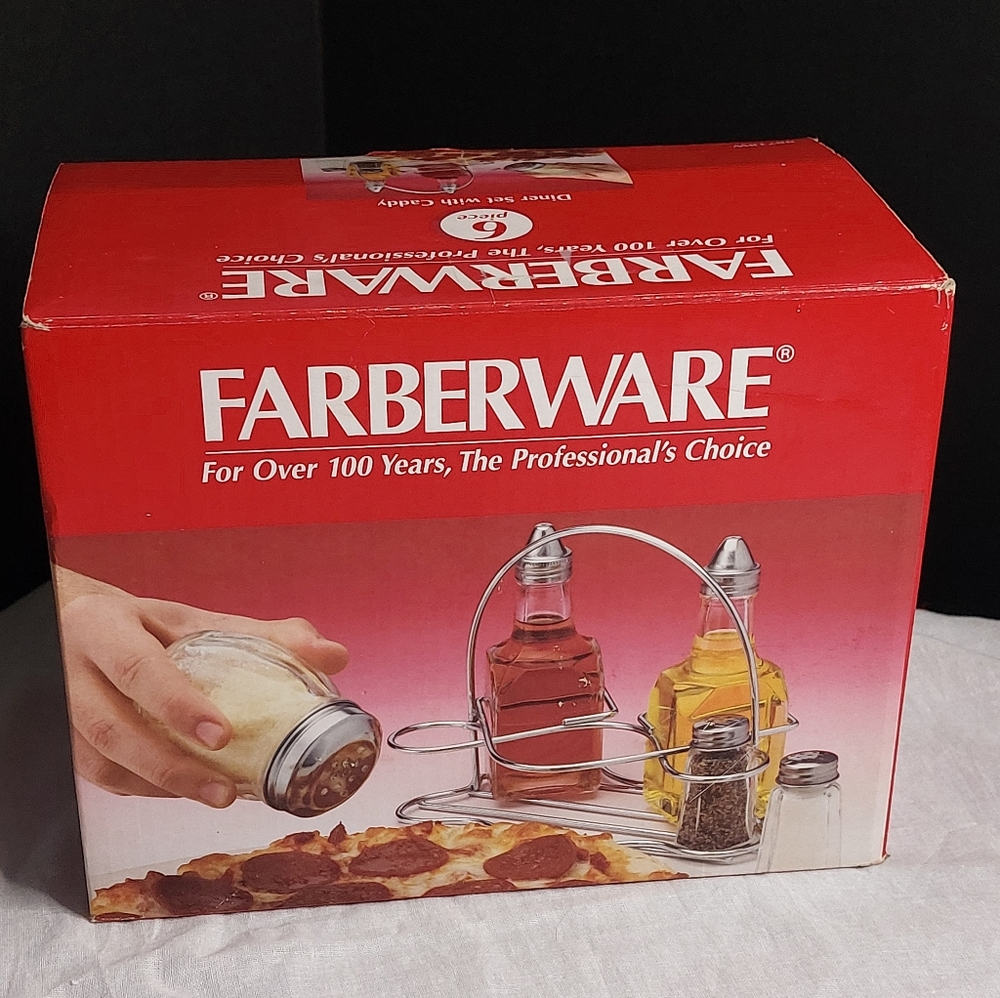 Farberware 6-Piece Retro Diner Condiment Set w/Caddy NIB